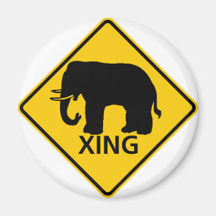Elephant Crossing Highway Sign Magneet