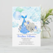 Elephant Cub Cute Boy Baby shower Blue Kaart (Staand voorkant)