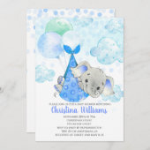 Elephant Cub Cute Boy Baby shower Blue Kaart (Voorkant / Achterkant)