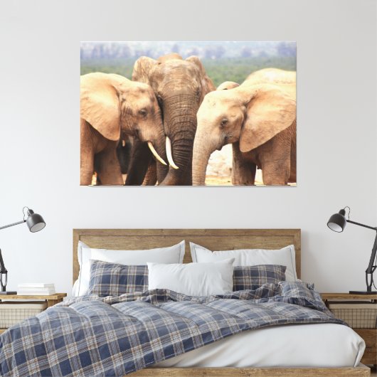 Elephant cuddle Canvas omgeven (Insitu (Slaapkamer))