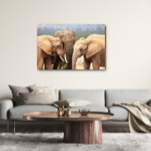 Elephant cuddle Canvas omgeven Afdruk