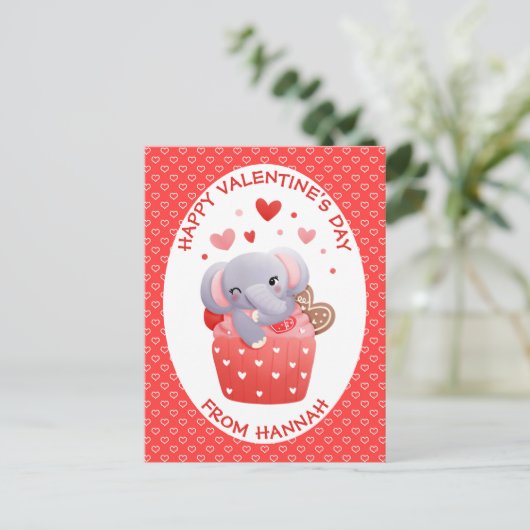 Elephant cupcake Kind Valentijn Briefkaart (Staand voorkant)