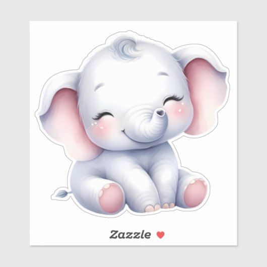 Elephant Custom Cut Scrapbooking Sticker (Vel)