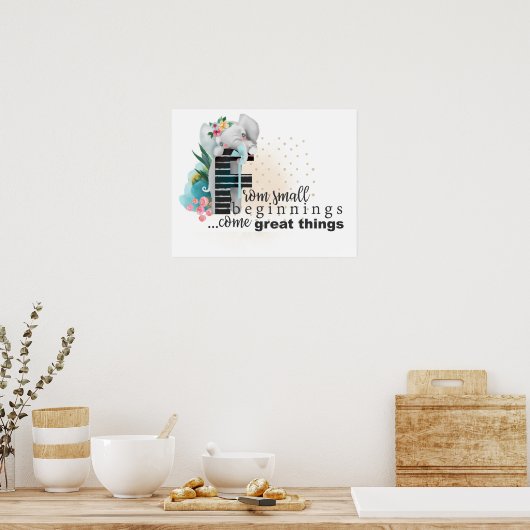 Elephant Cute Baby Gezegde Florence Poster (Keuken)