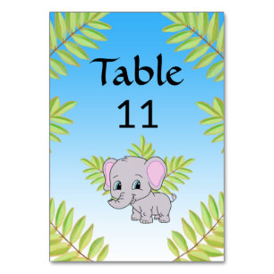 Elephant Cute Boy Blue Ombre Theme Baby shower Kaart