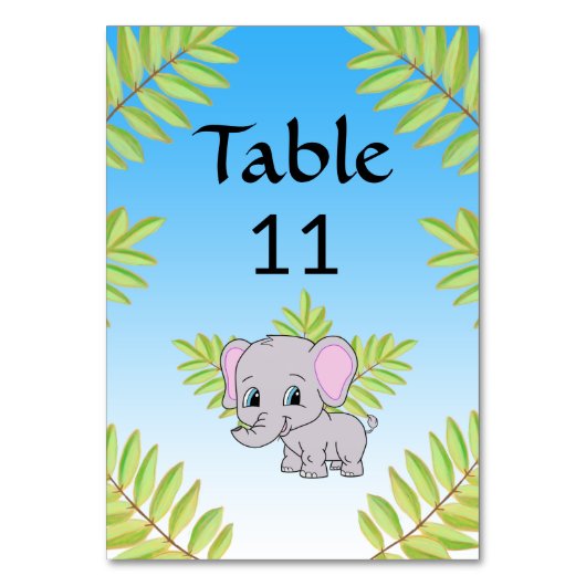 Elephant Cute Boy Blue Ombre Theme Baby shower Kaart (Voorkant)