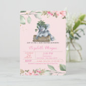 Elephant Cute Elephant, Verlof, Floral Baby shower Kaart (Staand voorkant)