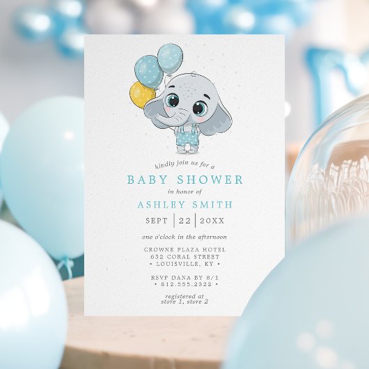 Elephant Cute Waterverf Boy Baby shower Kaart
