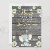 Elephant Daisy Baby shower Invitation, rustisch Kaart (Voorkant)