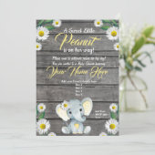 Elephant Daisy Baby shower Invitation, rustisch Kaart (Staand voorkant)