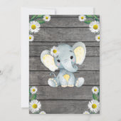 Elephant Daisy Baby shower Invitation, rustisch Kaart (Achterkant)