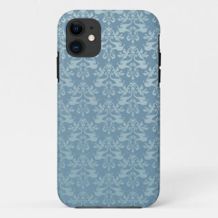 Elephant damask blue grijs iphone 11 hoesje