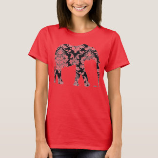 Elephant damask grafische kunst op t-shirt