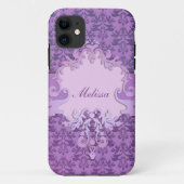 Elephant damask lila name iphone case (Achterkant)