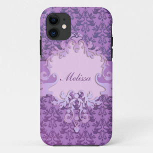 Elephant damask lila name iphone case