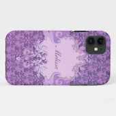 Elephant damask lila name iphone case (Achterkant (horizontaal))