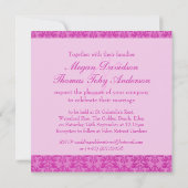 Elephant damask mauve bruiloft vierkant uitnodigin kaart (Achterkant)