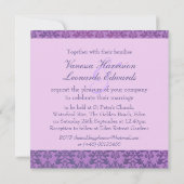 Elephant damask paars square bruiloft uitnodiging (Achterkant)