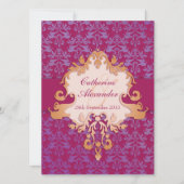 Elephant damask red gouden bruiloft kaart (Voorkant)