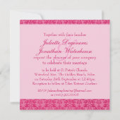 Elephant damask roze bruiloft vierkant kaart (Achterkant)