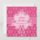 Elephant damask roze bruiloft vierkant kaart (Voorkant)