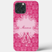 Elephant damask roze korte naam ipad case (Achterkant)