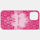 Elephant damask roze korte naam ipad case (Achterkant (horizontaal))