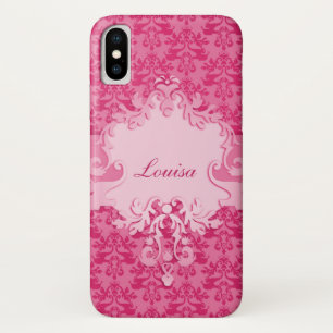 Elephant damask roze korte naam iphone case