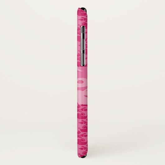 Elephant damask roze korte naam iphone case (Achterkant/links)