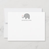 Elephant Dank u Opmerking: grijs & roze Notitiekaartje (Voorkant)