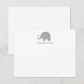 Elephant Dank u Opmerking: grijs & roze Notitiekaartje (Voorkant / Achterkant)