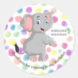 Elephant dankjewel BIRTHDAY POKER STIPPEN Ronde Sticker