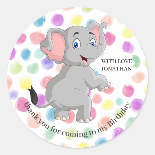 Elephant dankjewel BIRTHDAY POKER STIPPEN Ronde Sticker (Voorkant)
