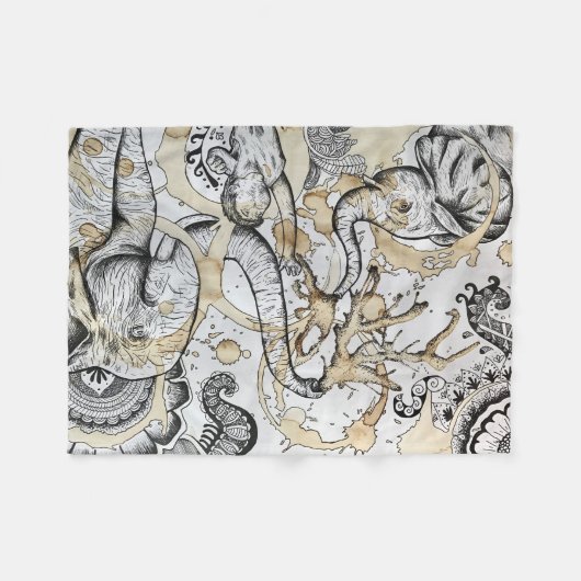 Elephant-deken Fleece Deken (Voorkant (Horizontaal))