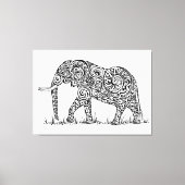 Elephant Design Black & White Canvas Afdruk (Voorkant)