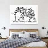 Elephant Design Black & White Canvas Afdruk (Insitu (Slaapkamer))