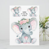 Elephant Diaper Cake Topper, Centerpart decor Kaart (Staand voorkant)