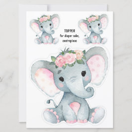 Elephant Diaper Cake Topper, Centerpart decor Kaart