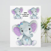 Elephant Diaper Cake Topper, Centerpart decor Kaart (Staand voorkant)