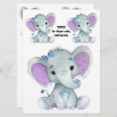 Elephant Diaper Cake Topper, Centerpart decor Kaart (Voorkant / Achterkant)