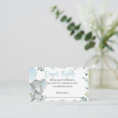 Elephant Diaper Raffle Card voor een jongen Informatiekaartje (Staand voorkant)