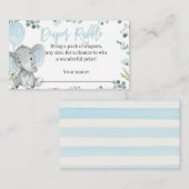 Elephant Diaper Raffle Card voor een jongen Informatiekaartje (Voorkant / Achterkant)