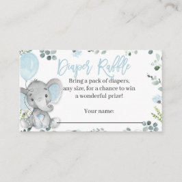 Elephant Diaper Raffle Card voor een jongen Informatiekaartje