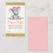 Elephant Diaper Raffle Floral Baby shower Glitter Informatiekaartje (Voorkant / Achterkant)