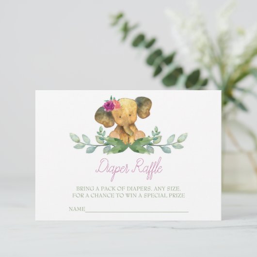 Elephant Diaper Raffle Insert Informatiekaartje (Staand voorkant)