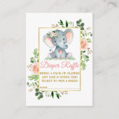 Elephant Diaper Raffle Roze Baby shower Informatiekaartje (Voorkant)
