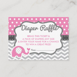 Elephant Diaper Raffle Ticket, EDITABLE KLEUR Informatiekaartje