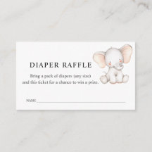 Elephant Diaper Raffle Ticket voor Baby shower