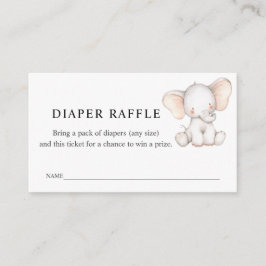 Elephant Diaper Raffle Ticket voor Baby shower Informatiekaartje