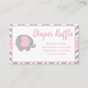 Elephant Diaper Raffle Ticket voor Baby shower Informatiekaartje